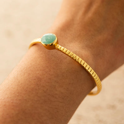 Amazonite Bangle Gold Plated