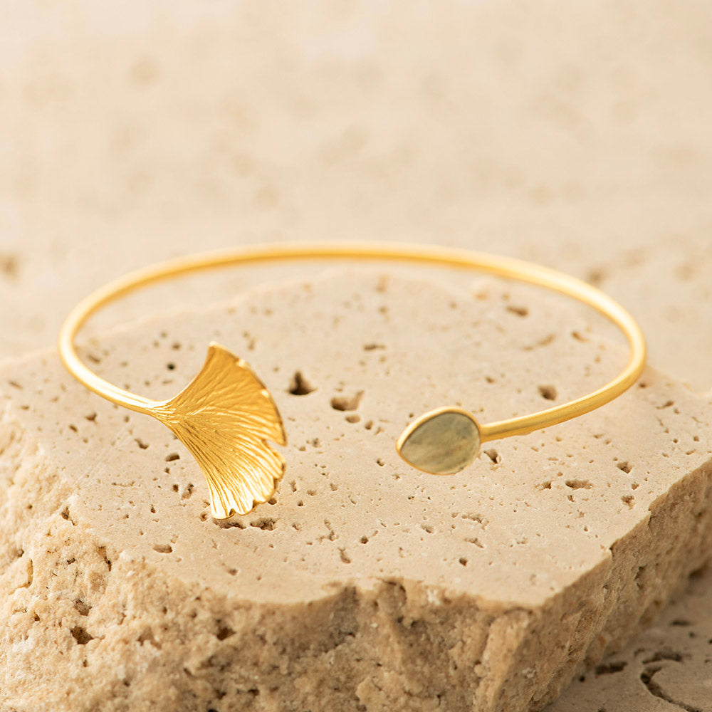 Gingko Leaf Bangle Silver Gold Plated