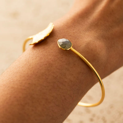 Gingko Leaf Bangle Silver Gold Plated