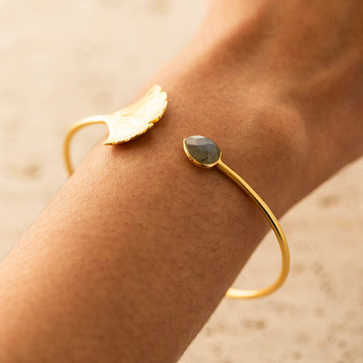 Gingko Leaf Bangle Silver Gold Plated