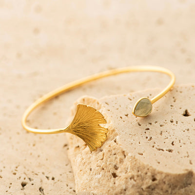 Gingko Leaf Bangle Silver Gold Plated