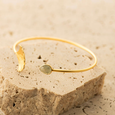 Gingko Leaf Bangle Silver Gold Plated