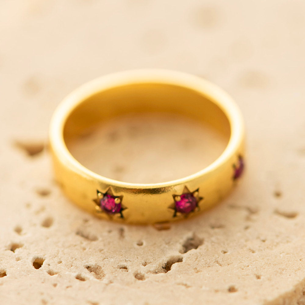 Pink CZ Ring Gold Plated