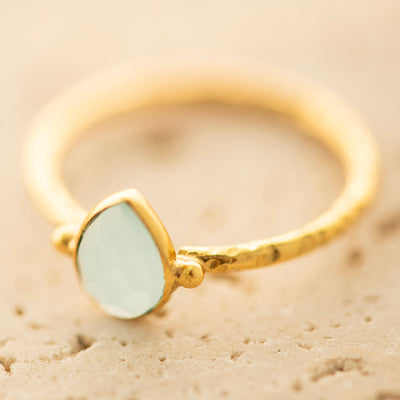 Aqua Chalcedony Ring Gold Plated