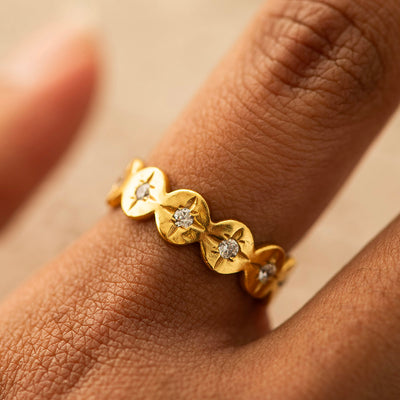 CZ Disc Ring Gold Plated