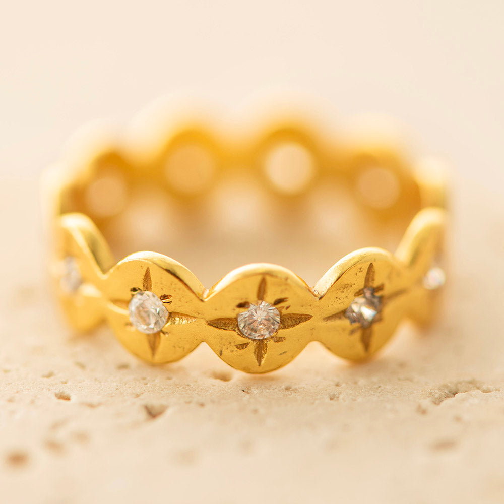 CZ Disc Ring Gold Plated