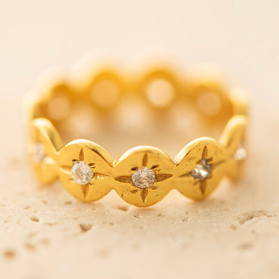 CZ Disc Ring Gold Plated