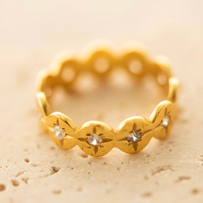 CZ Disc Ring Gold Plated