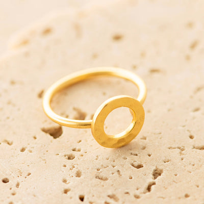 Circle Hammered Ring Gold Plated