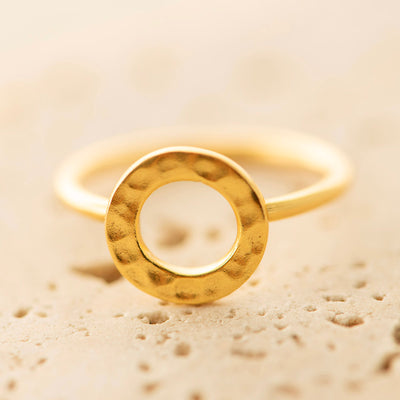 Circle Hammered Ring Gold Plated