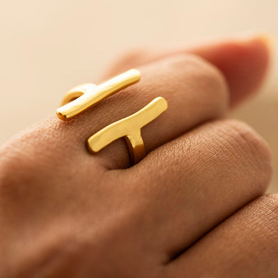 Hammered Open Ring Gold Plated Adjustable