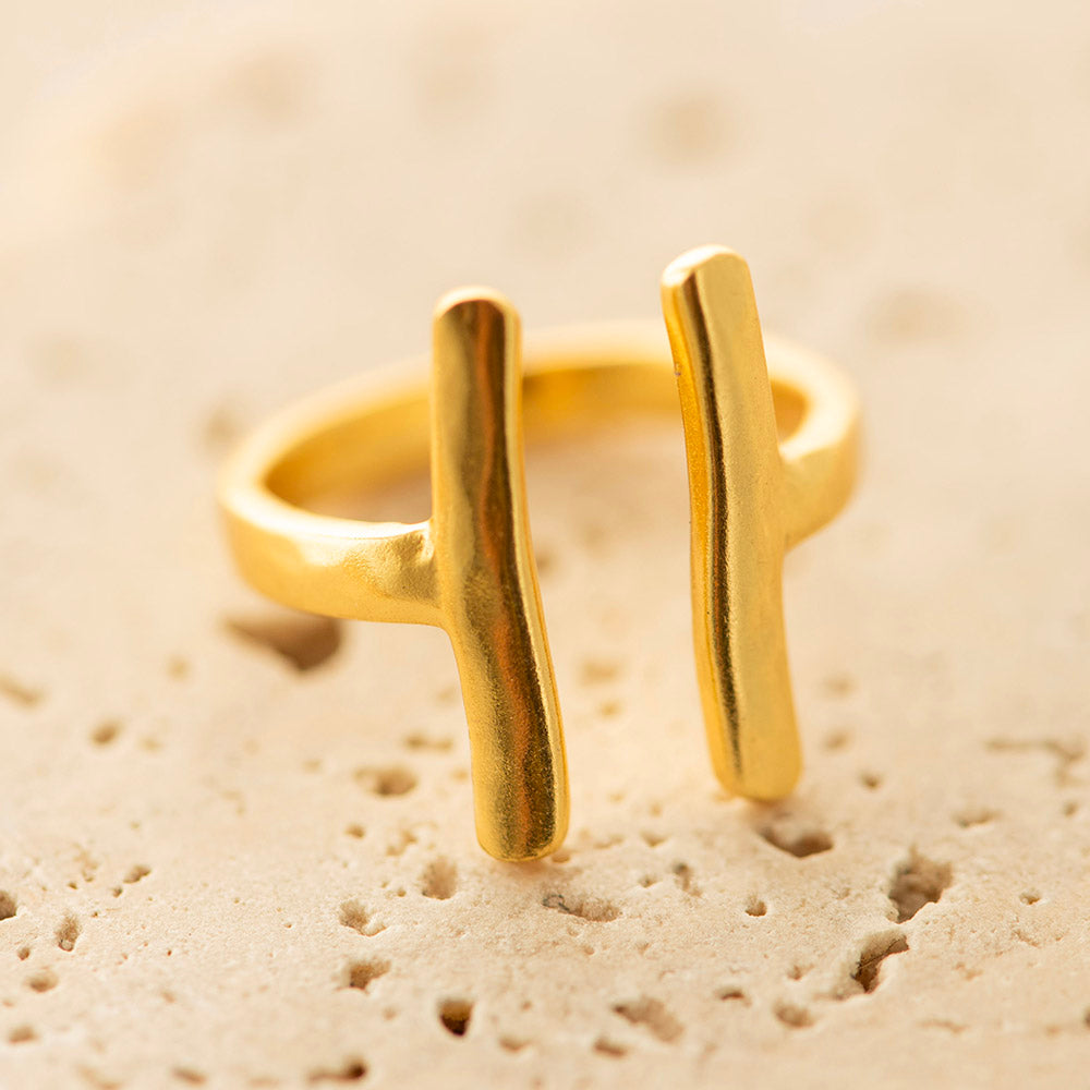 Hammered Open Ring Gold Plated Adjustable
