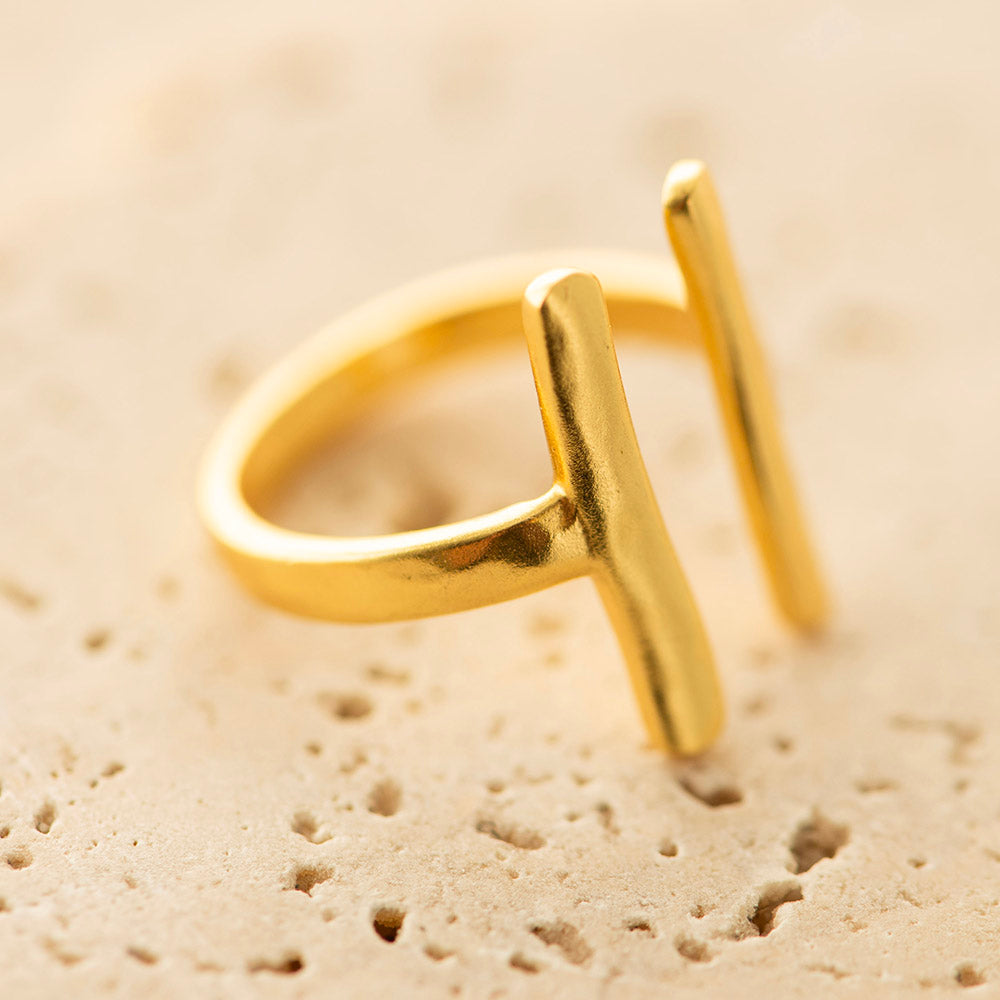 Hammered Open Ring Gold Plated Adjustable
