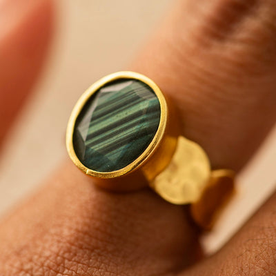 Labradorite Ring Silver Gold Plated