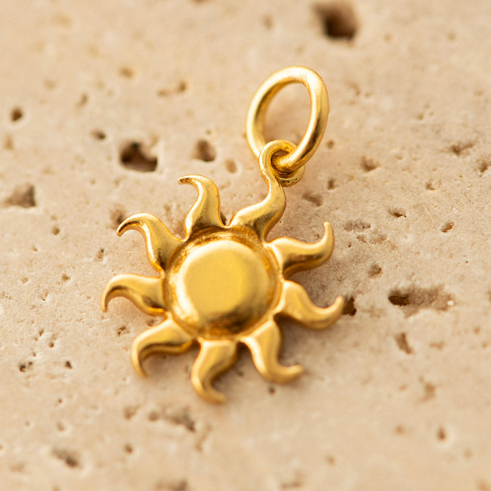 Abstract Sun Charm Silver Gold Plated