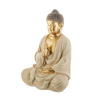 Buddha Sitting Statue Gold & Cream 21x14cm