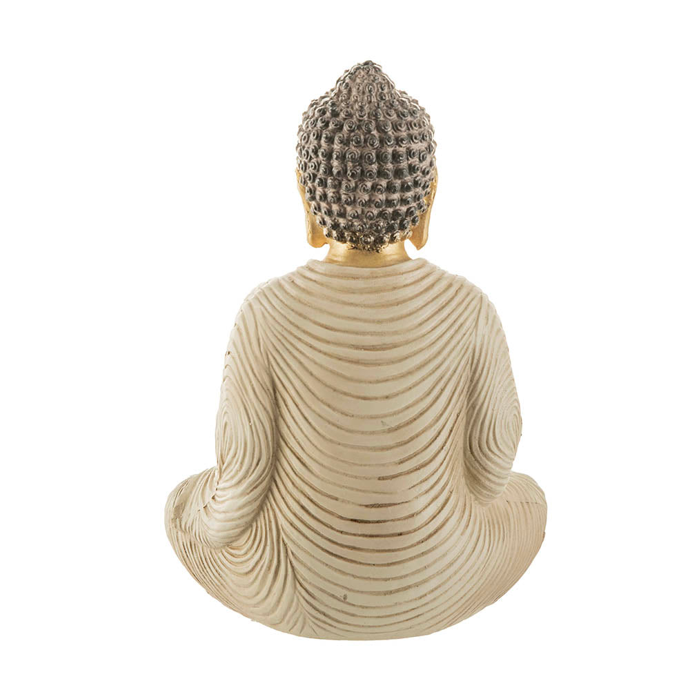Buddha Sitting Statue Gold & Cream 21x14cm