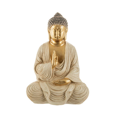 Buddha Sitting Statue Gold & Cream 21x14cm