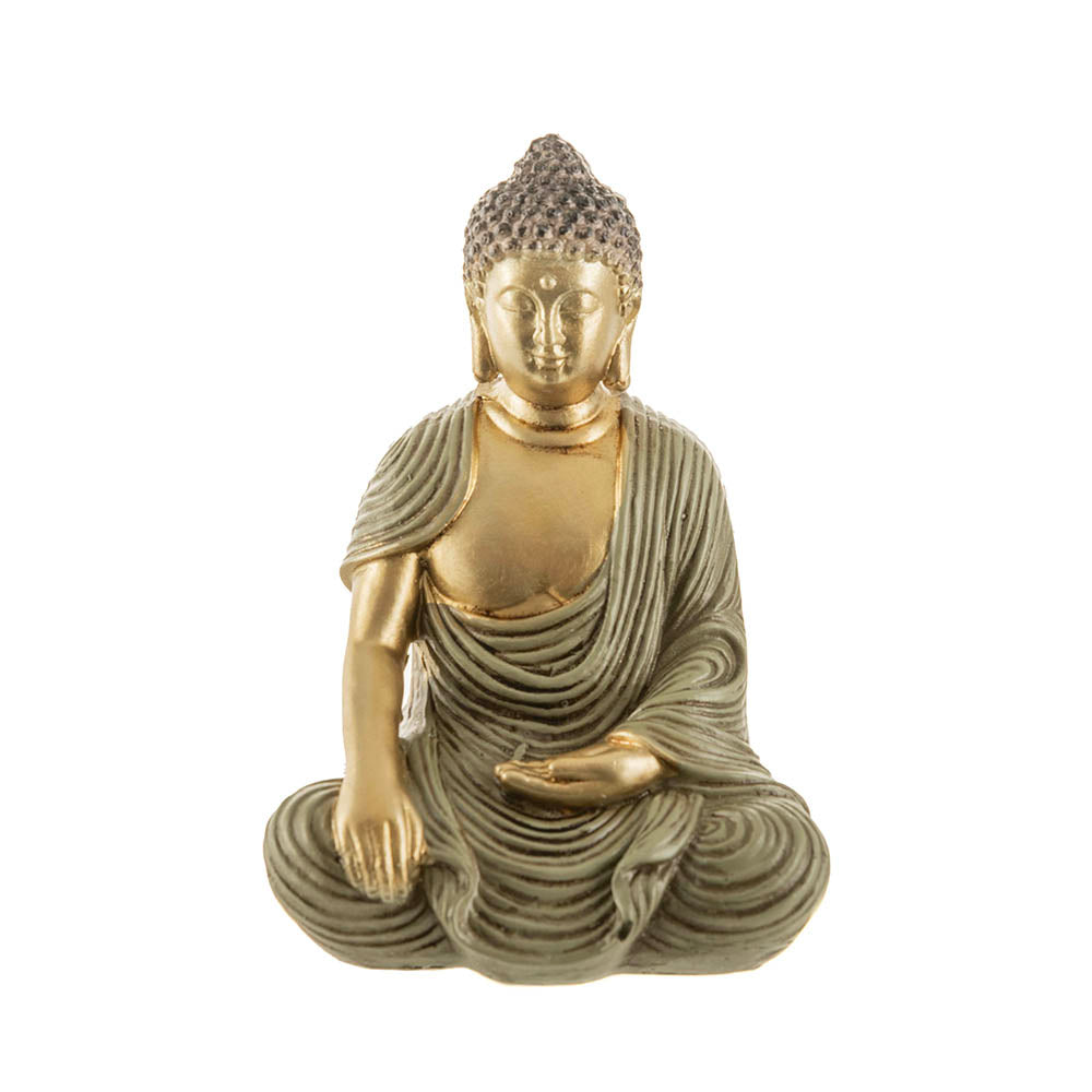 Buddha Sitting Statue Gold & Olive 13x9cm