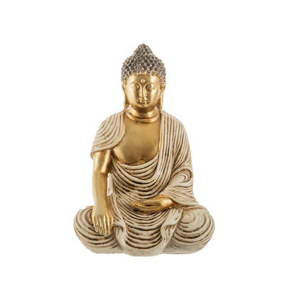 Buddha Sitting Statue Gold & Cream 13x9cm