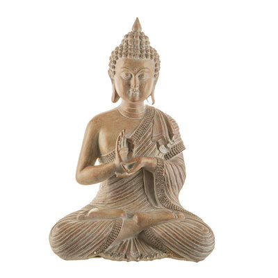 Buddha Sitting Mudra Statue Woodgrain 31x22cm
