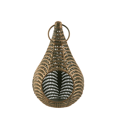 Metal Lantern Teardrop Gold 13x26cm