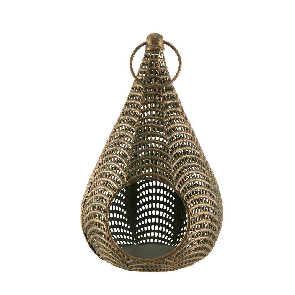 Metal Lantern Teardrop Gold 17x26cm