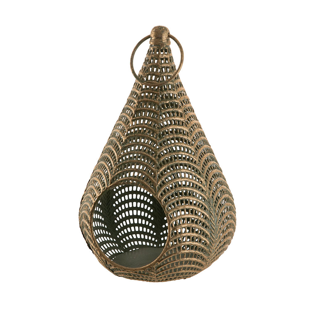 Metal Lantern Teardrop Gold 17x26cm