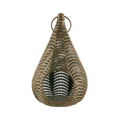 Metal Lantern Teardrop Gold 17x26cm