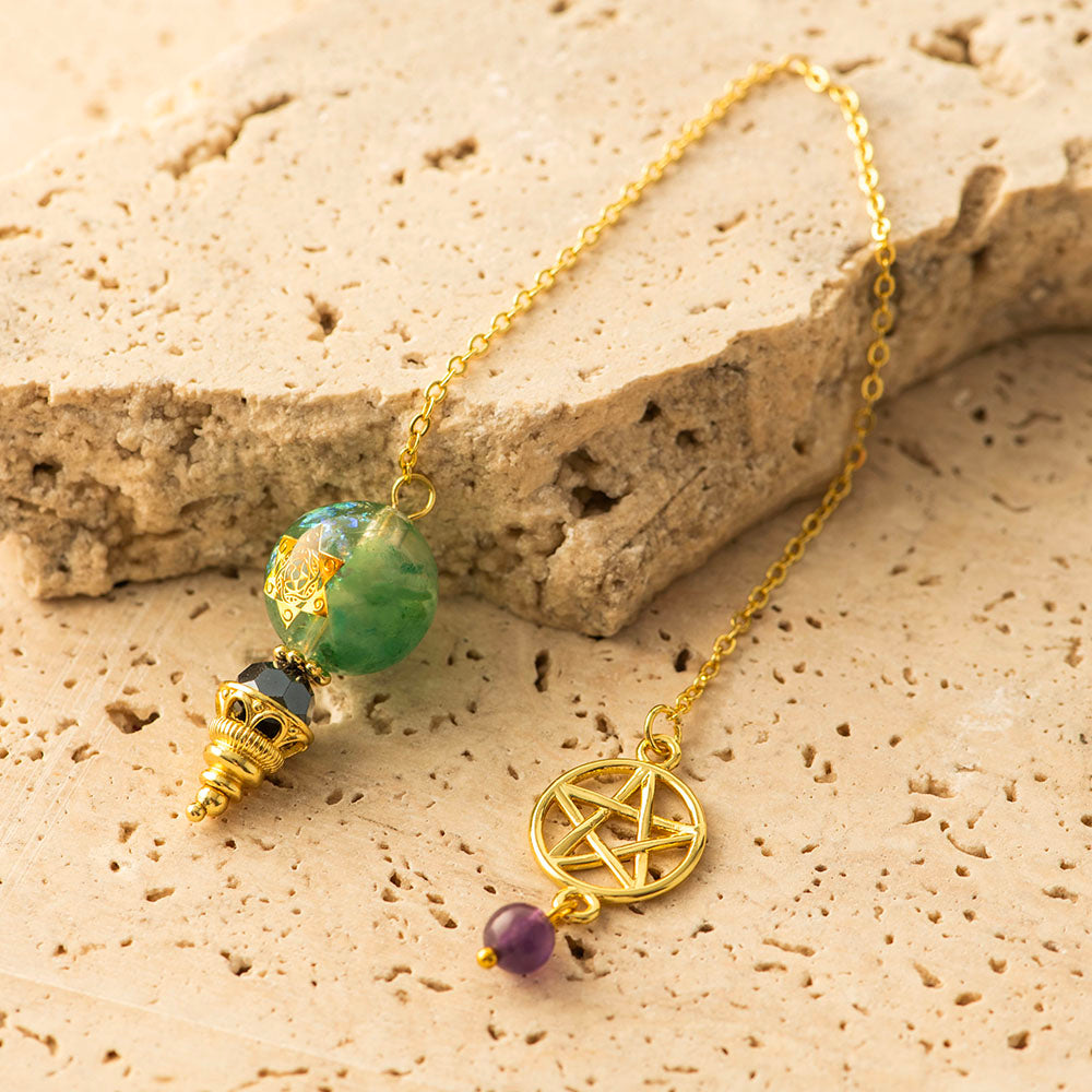 Aventurine Resin Star Pendulum Gold