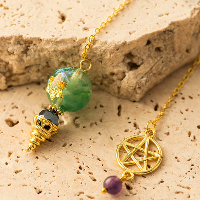 Aventurine Resin Star Pendulum Gold