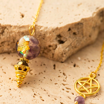 Amethyst Resin Star Pendulum Gold