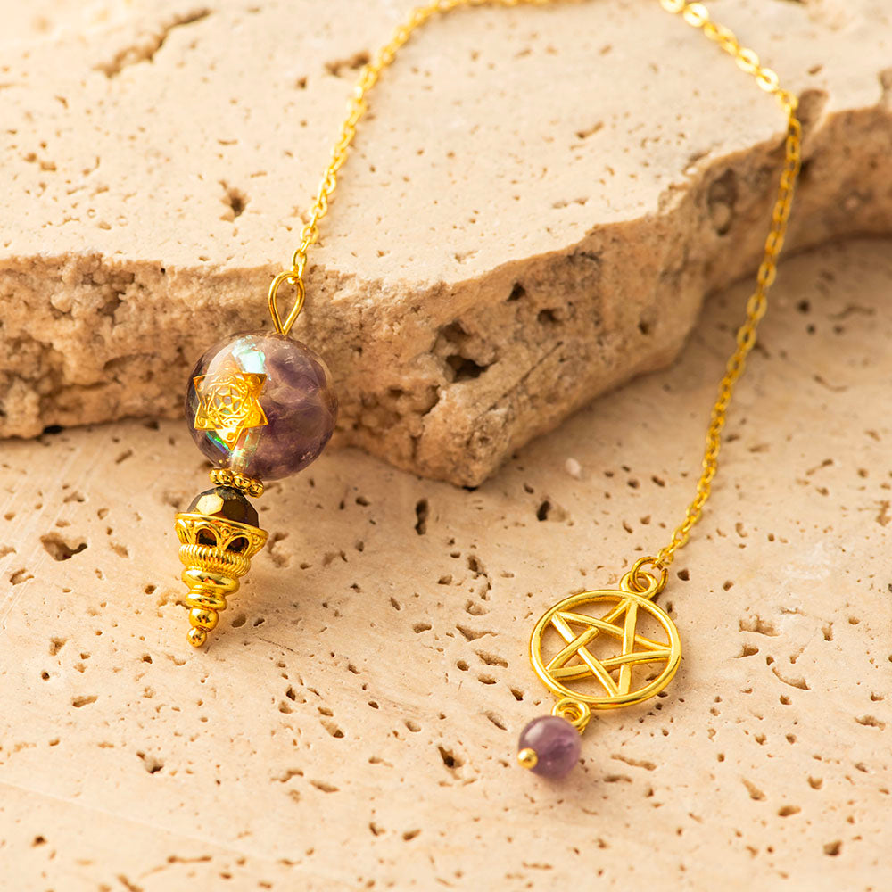 Amethyst Resin Star Pendulum Gold