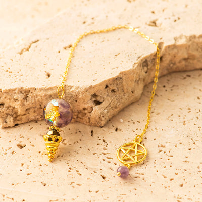 Amethyst Resin Star Pendulum Gold