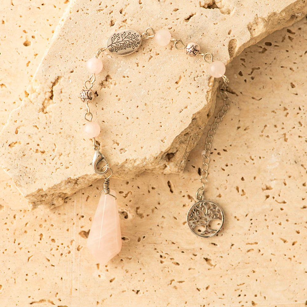 Rose Quartz Tree of Life Pendulum