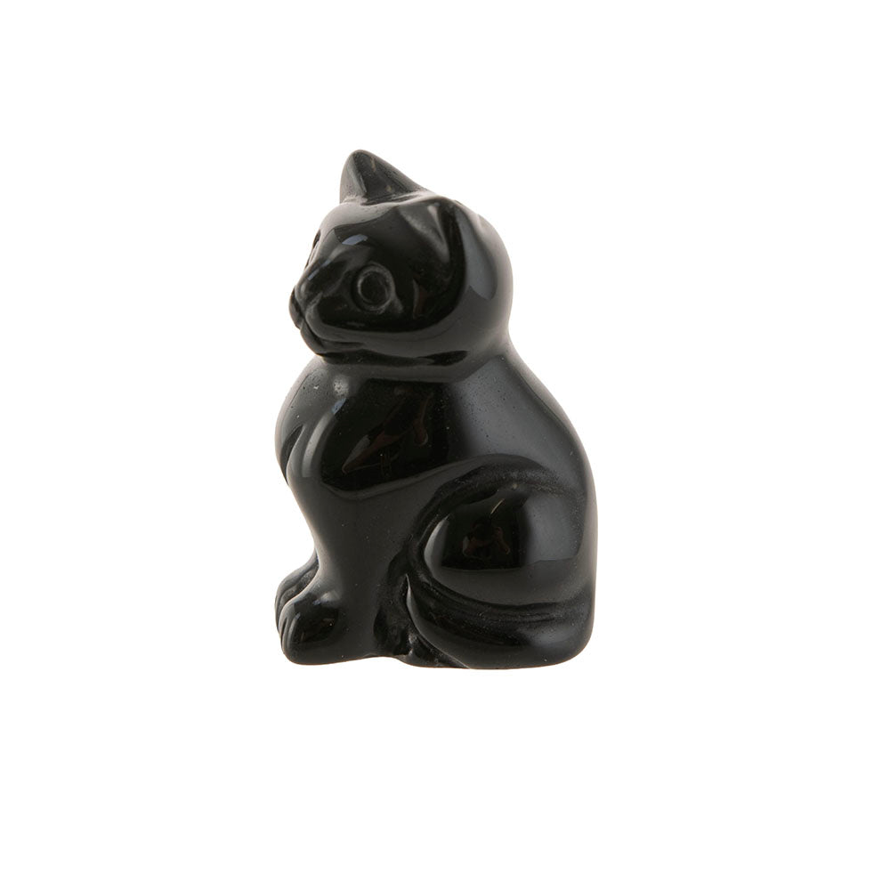 Cat Statue Black Obsidian 5cm
