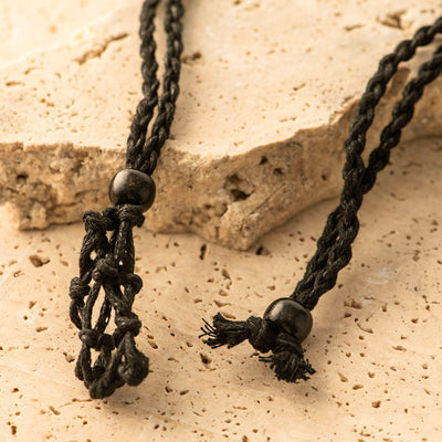 Tumble Stone Holder Necklace Black