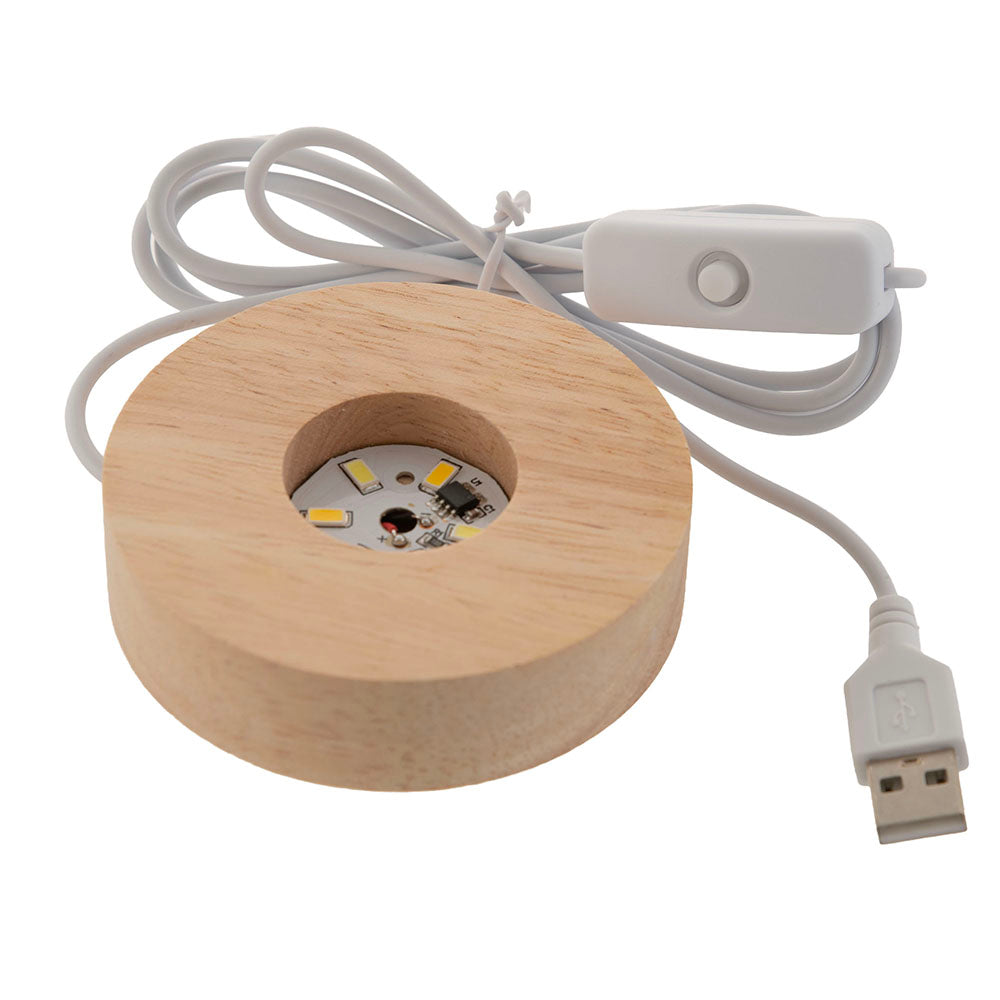 Wooden Round LED Base with USB Cord 10cm