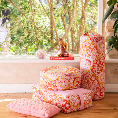 CUSHION Round Psychedelic Pink/Yellow 36x15cm