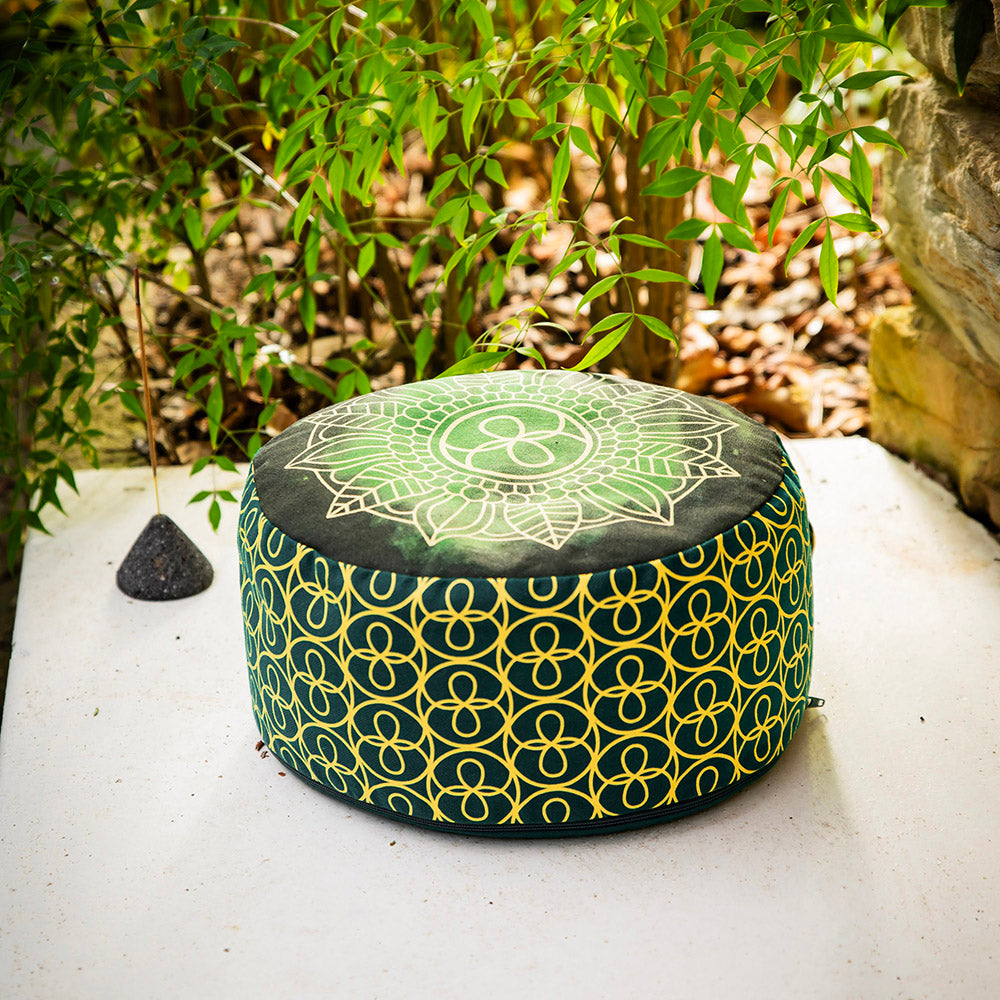 CUSHION Round Green/Yellow Tie Dye 30x15cm