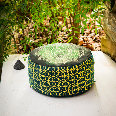 CUSHION Round Green/Yellow Tie Dye 30x15cm