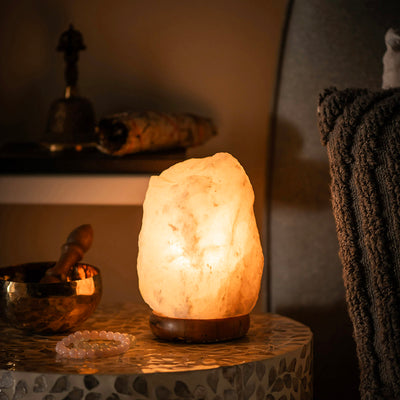 SALT LAMP Crystal White Wood Base 6-8kg