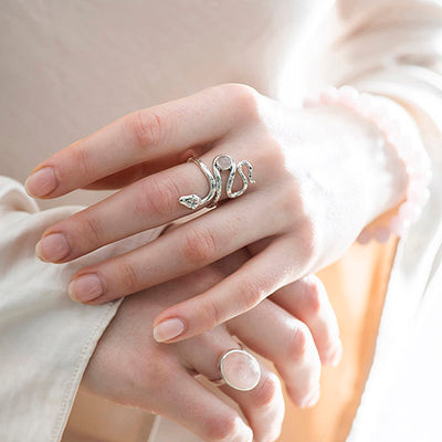 Snake Rose Quartz Ring