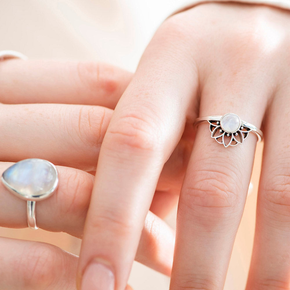 Halo Moonstone Ring