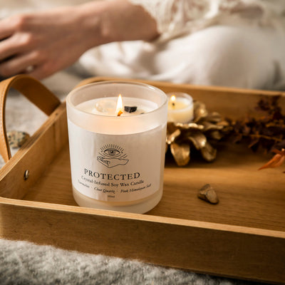 Crystal-Infused Soy Candle Protected