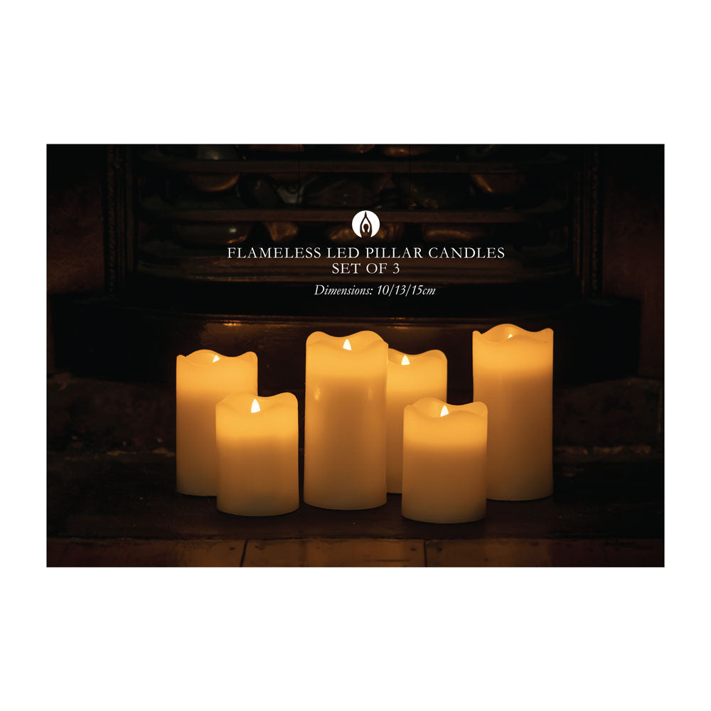 LED Candle Pillar Small, Medium & Large SET/3 Flameless
