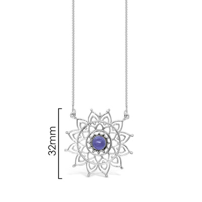 Mandala Amethyst Silver Necklace