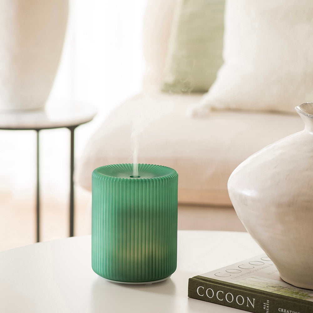 Ribbed Green Glass Ultrasonic Diffuser 200ml