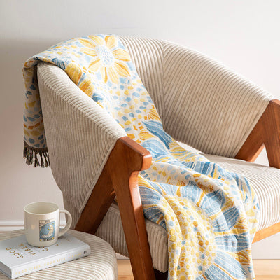 Jacquard Throw Wildflower Blue & Yellow 130x160cm