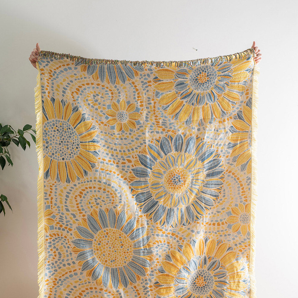 Jacquard Throw Wildflower Blue & Yellow 130x160cm